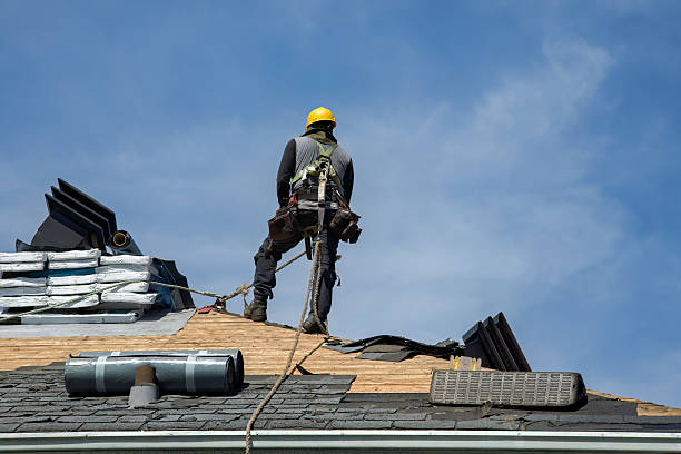 Professional Gutter Installation technician working in Biddeford, ME